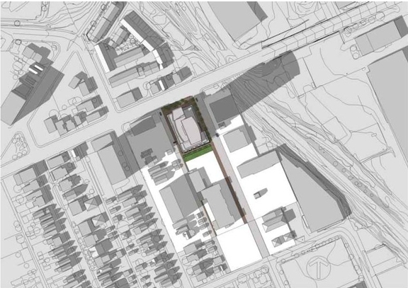 Construction site plan for project from page 44 of the file '1040 and 1050 Somerset Street West Urban Design Brief1'