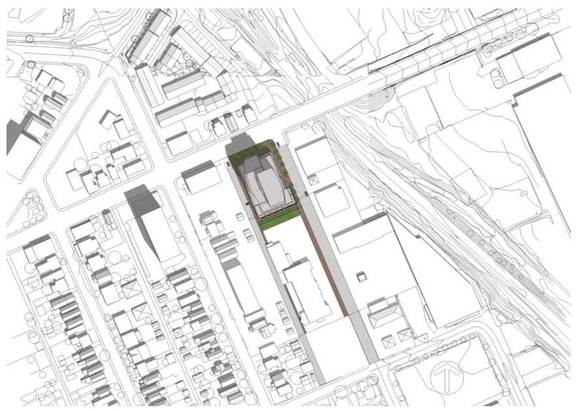Construction site plan for project from page 44 of the file '1040 and 1050 Somerset Street West Urban Design Brief1'
