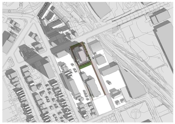 Construction site plan for project from page 44 of the file '1040 and 1050 Somerset Street West Urban Design Brief1'