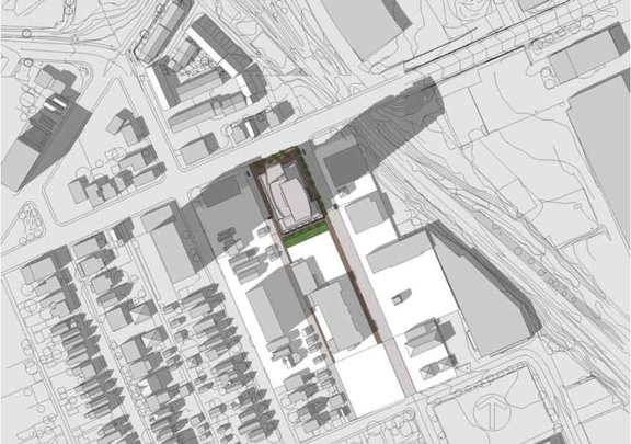 Construction site plan for project from page 44 of the file '1040 and 1050 Somerset Street West Urban Design Brief1'