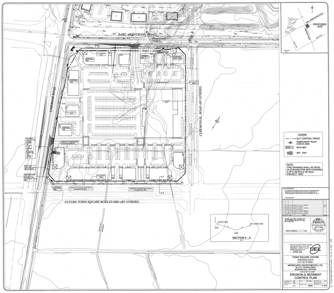 Construction site plan for project from page 115 of the file 'D07-12-14-0067 Servicing Design Brief, Storm Report and Engineering Plans Sub2'