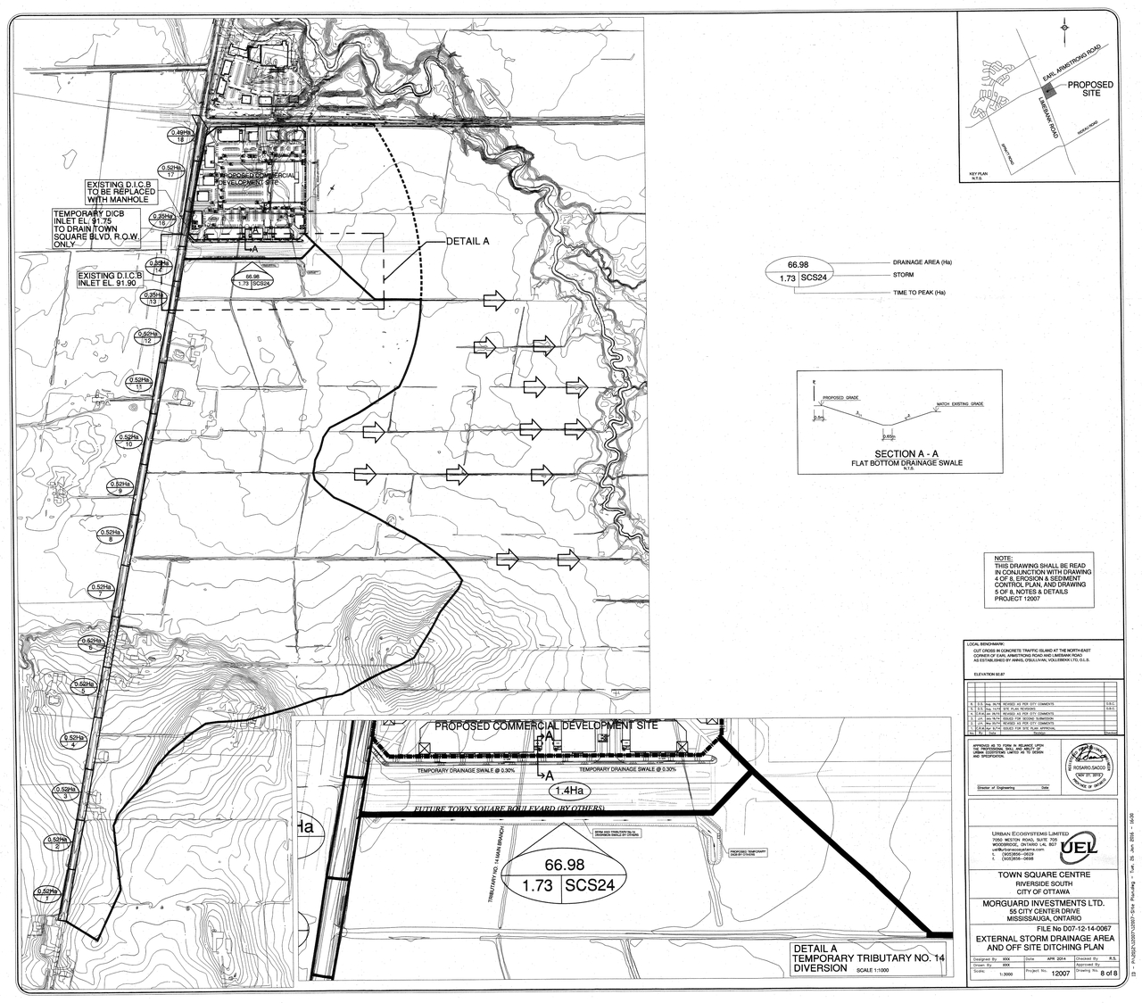 Construction site plan for project from page 119 of the file 'D07-12-14-0067 Servicing Design Brief, Storm Report and Engineering Plans Sub2'