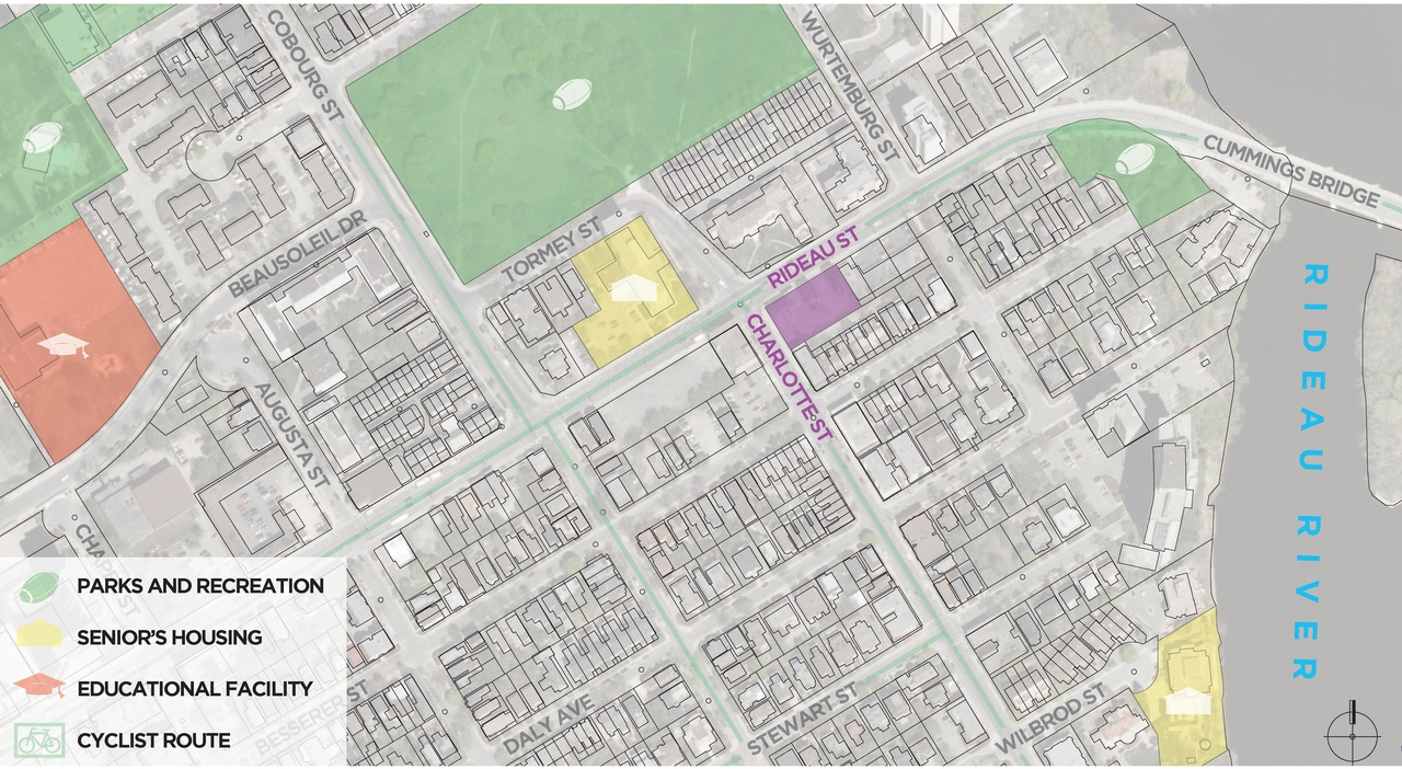 Construction site plan for project from page 4 of the file 'Urban Design Review Package_594 Rideau Street'