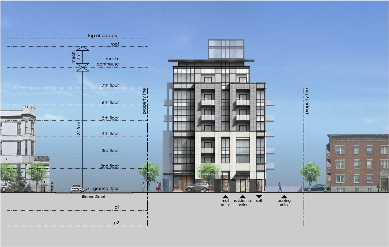 Rendering of building from page 20 of the file 'Urban Design Review Package_594 Rideau Street'