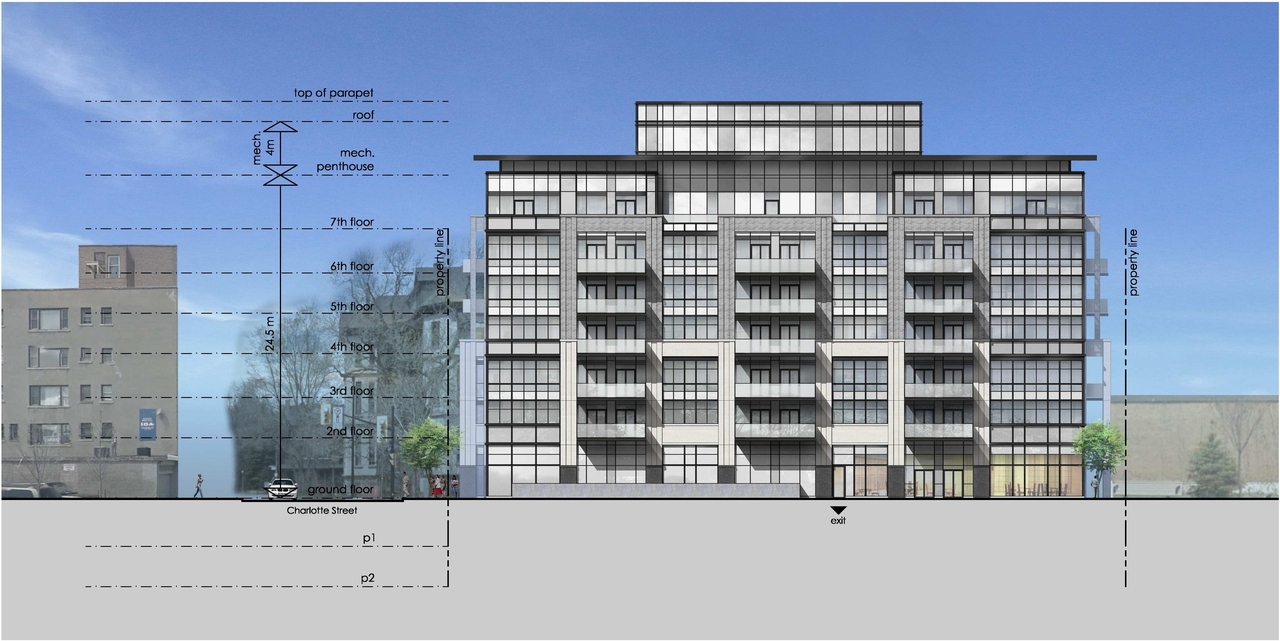 Rendering of building from page 21 of the file 'Urban Design Review Package_594 Rideau Street'