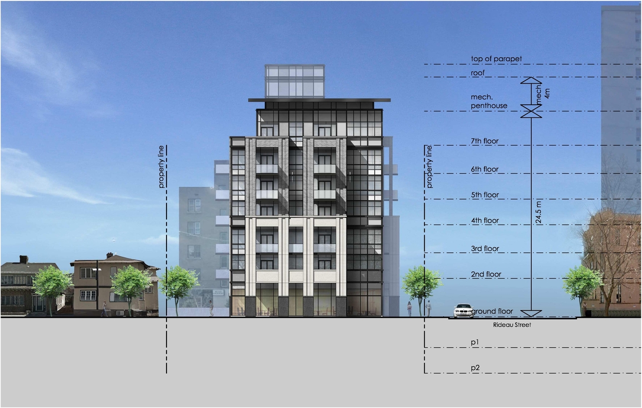 Rendering of building from page 22 of the file 'Urban Design Review Package_594 Rideau Street'