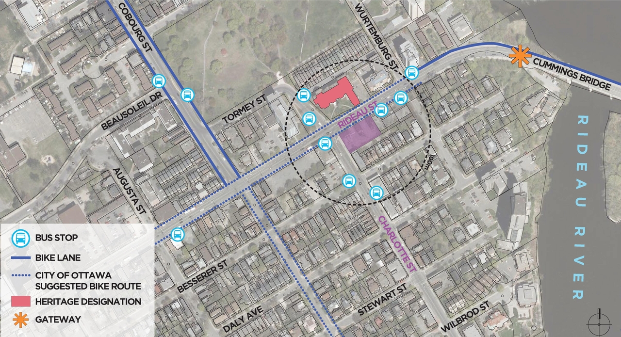 Construction site plan for project from page 3 of the file 'Urban Design Review Package_594 Rideau Street'