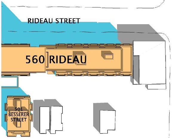 Construction site plan for project from page 31 of the file 'Urban Design Review Package_594 Rideau Street'