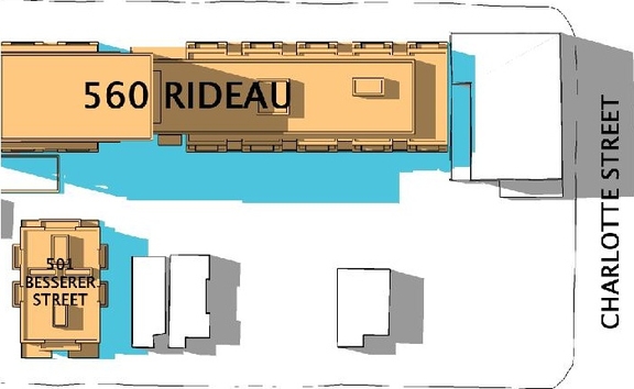 Construction site plan for project from page 31 of the file 'Urban Design Review Package_594 Rideau Street'