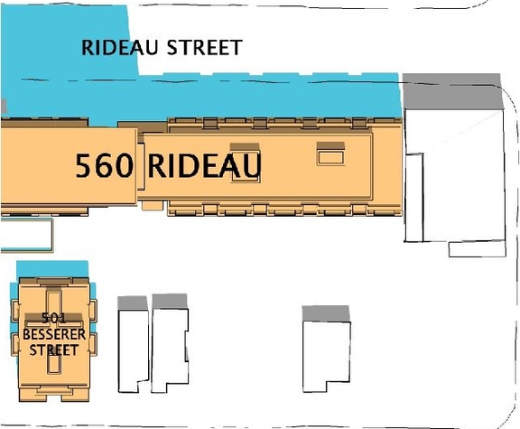 Construction site plan for project from page 31 of the file 'Urban Design Review Package_594 Rideau Street'