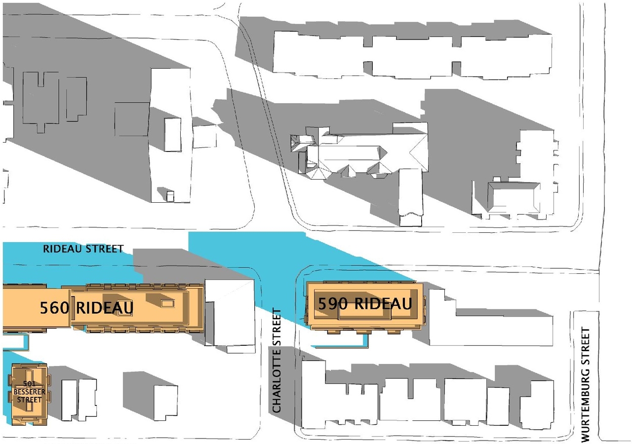 Construction site plan for project from page 31 of the file 'Urban Design Review Package_594 Rideau Street'