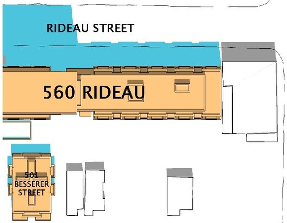 Construction site plan for project from page 31 of the file 'Urban Design Review Package_594 Rideau Street'