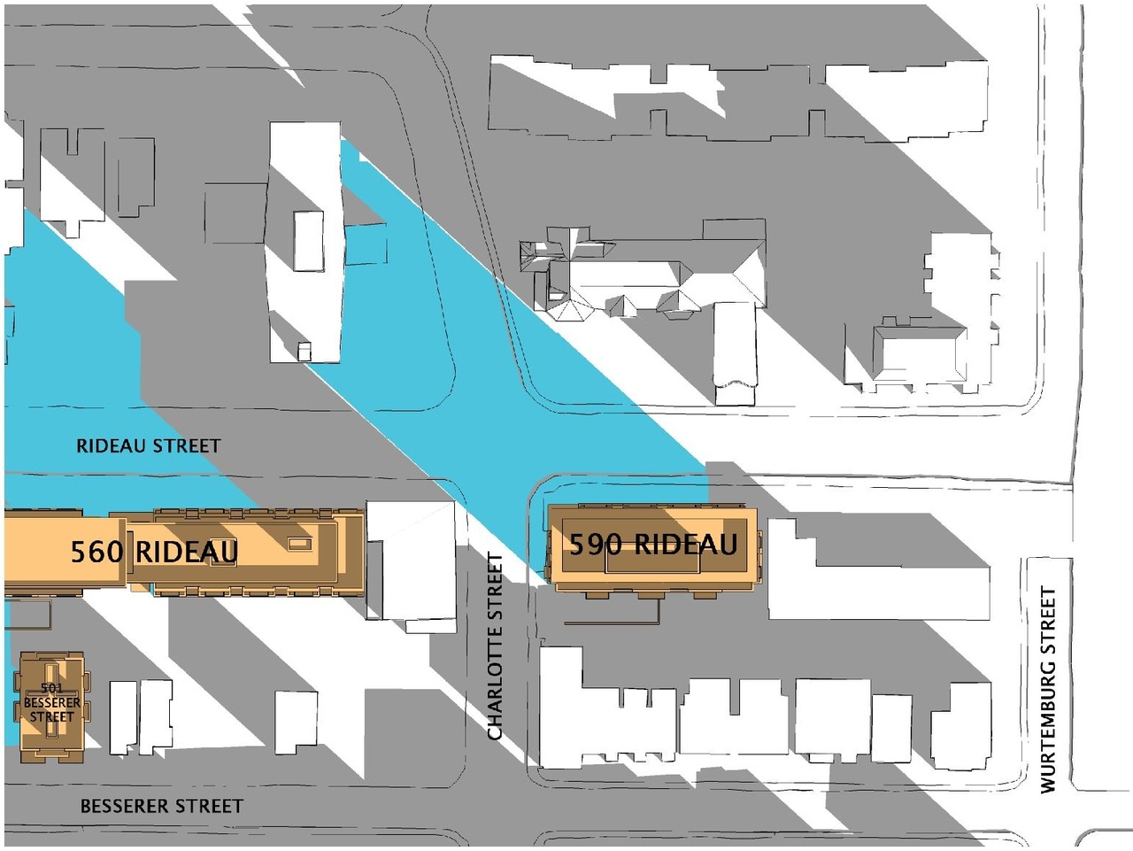 Construction site plan for project from page 32 of the file 'Urban Design Review Package_594 Rideau Street'