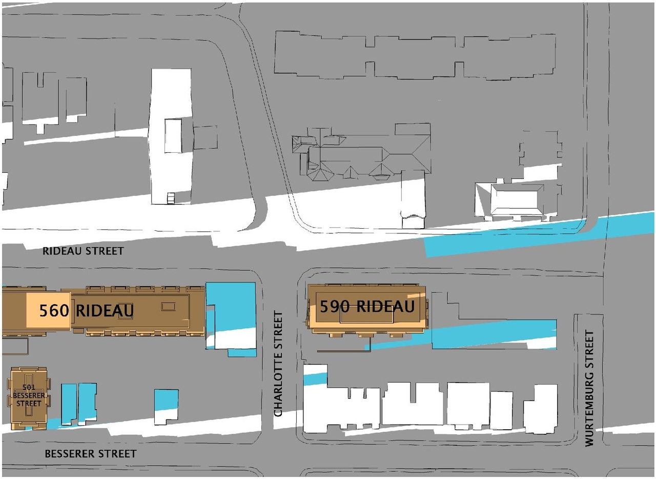 Construction site plan for project from page 33 of the file 'Urban Design Review Package_594 Rideau Street'