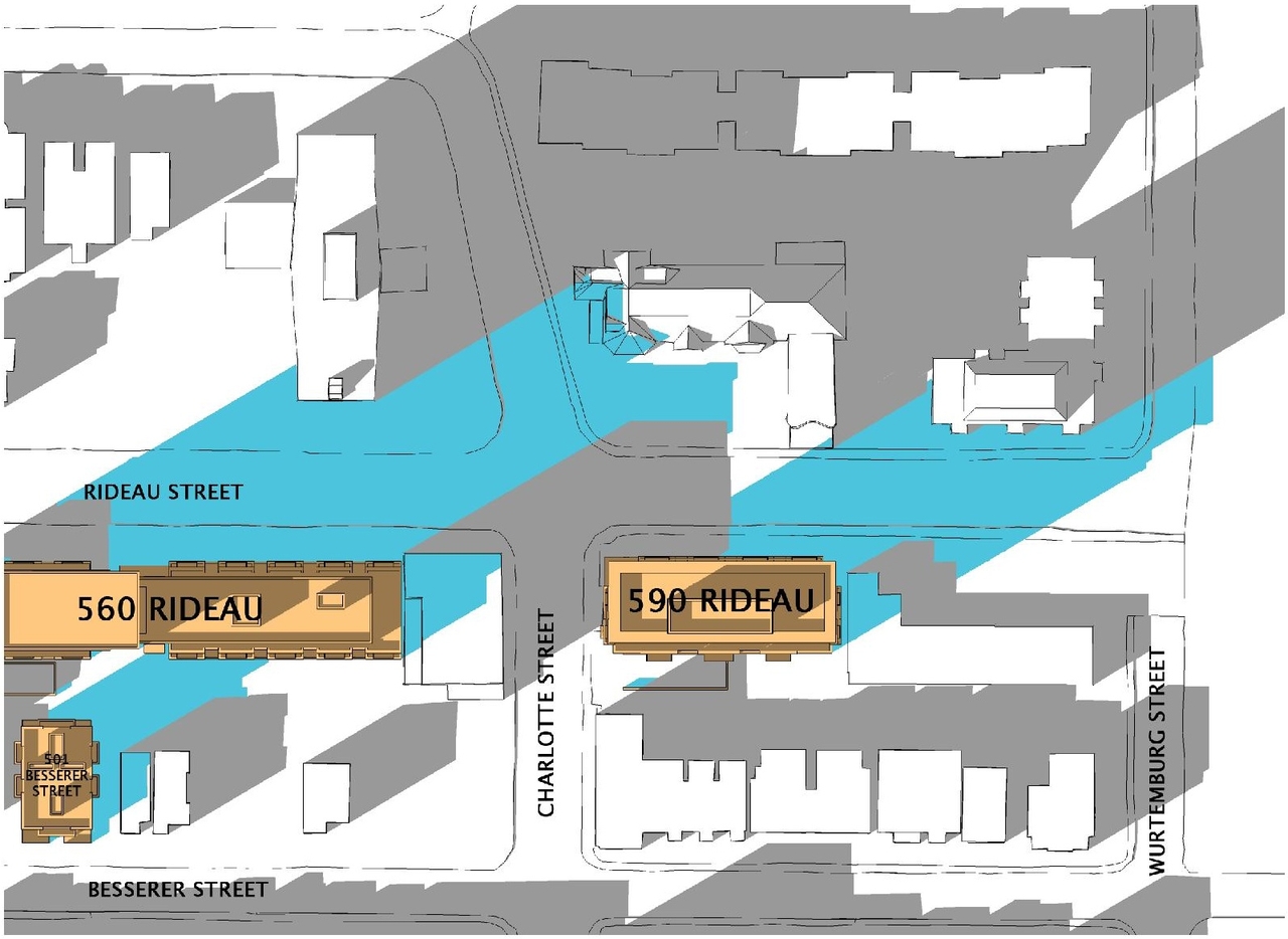 Construction site plan for project from page 33 of the file 'Urban Design Review Package_594 Rideau Street'