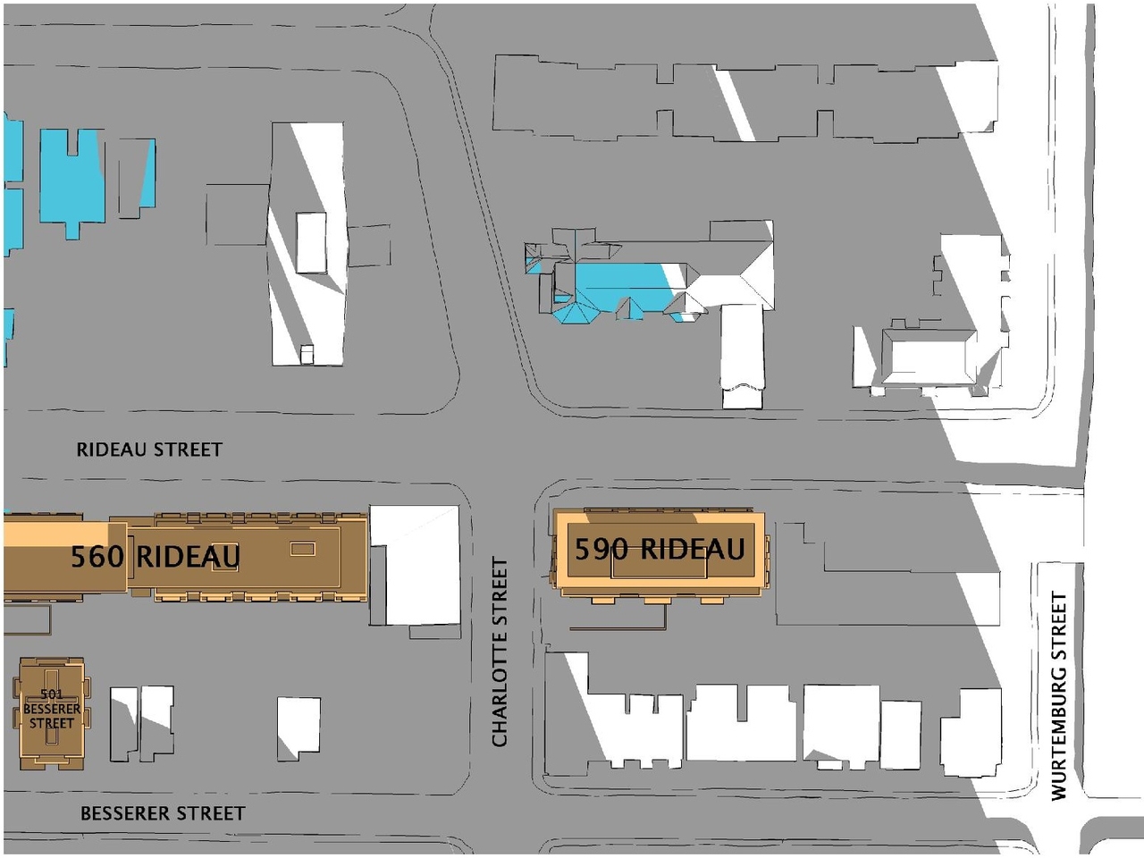 Construction site plan for project from page 33 of the file 'Urban Design Review Package_594 Rideau Street'