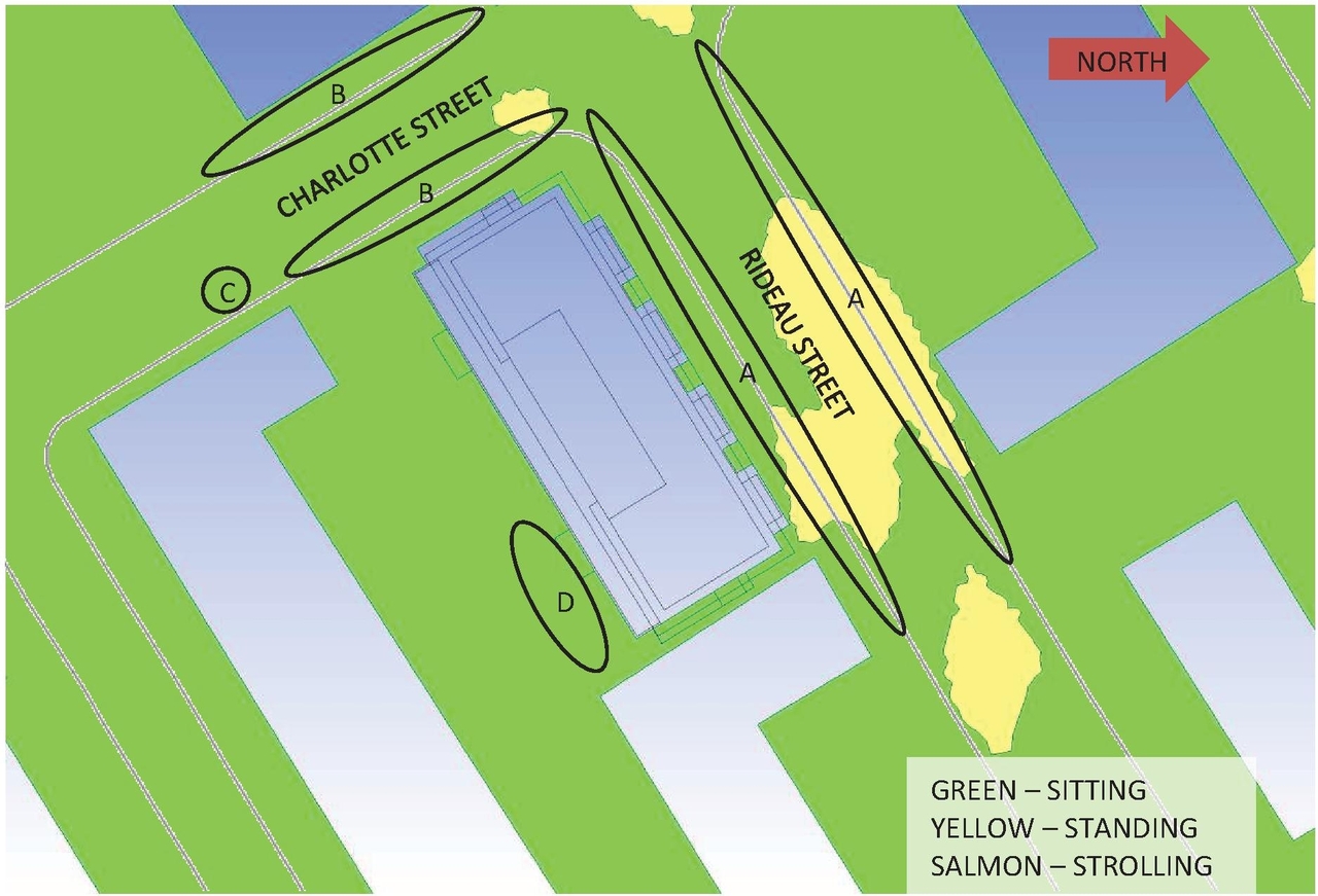 Construction site plan for project from page 34 of the file 'Urban Design Review Package_594 Rideau Street'