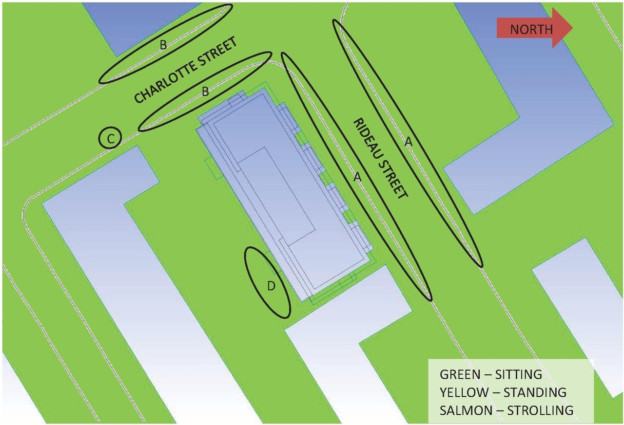 Construction site plan for project from page 34 of the file 'Urban Design Review Package_594 Rideau Street'