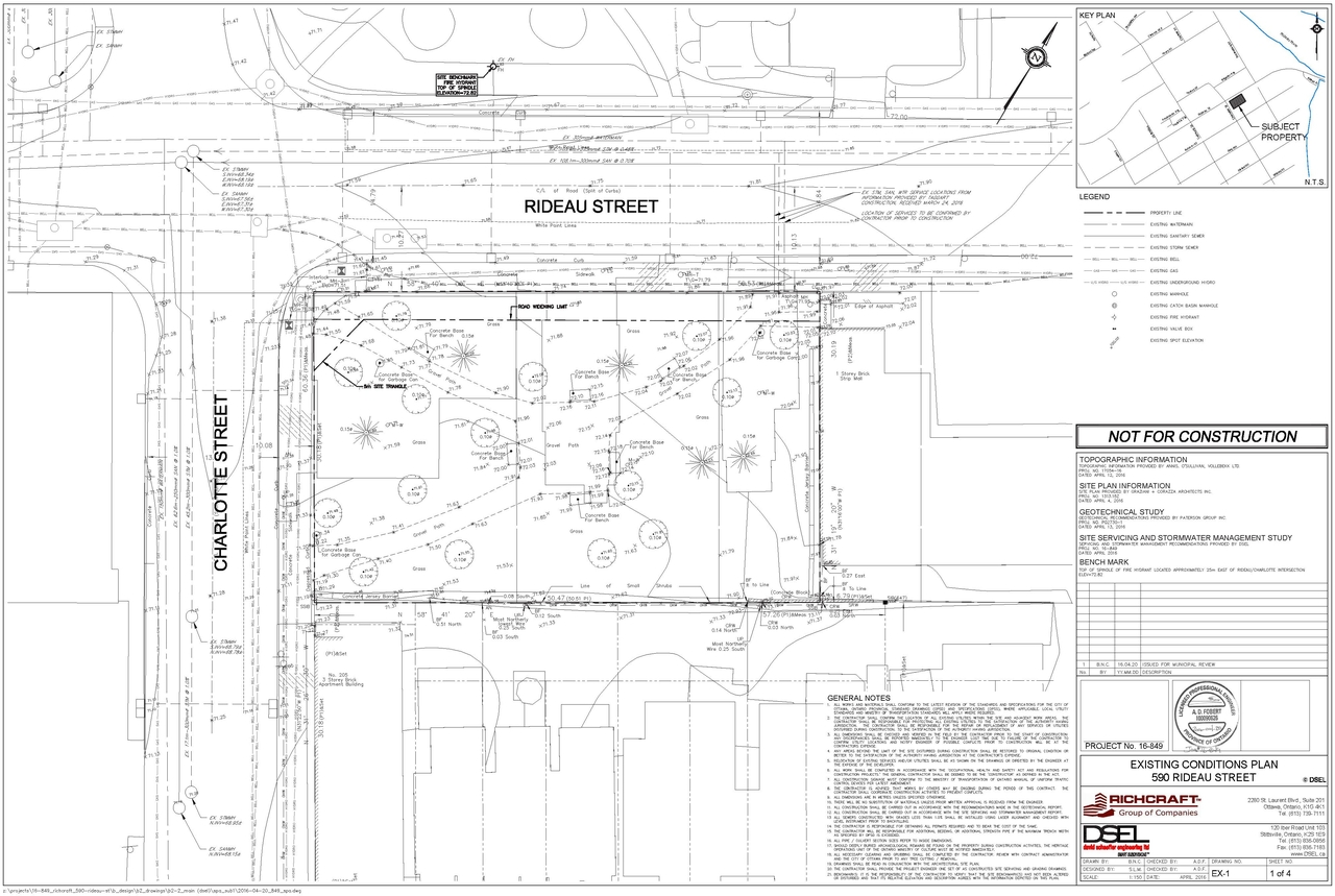 Construction site plan for project from page 36 of the file 'Urban Design Review Package_594 Rideau Street'