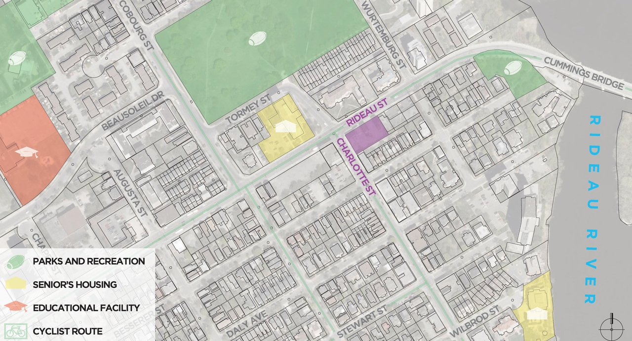 Construction site plan for project from page 4 of the file 'Urban Design Review Package_594 Rideau Street'