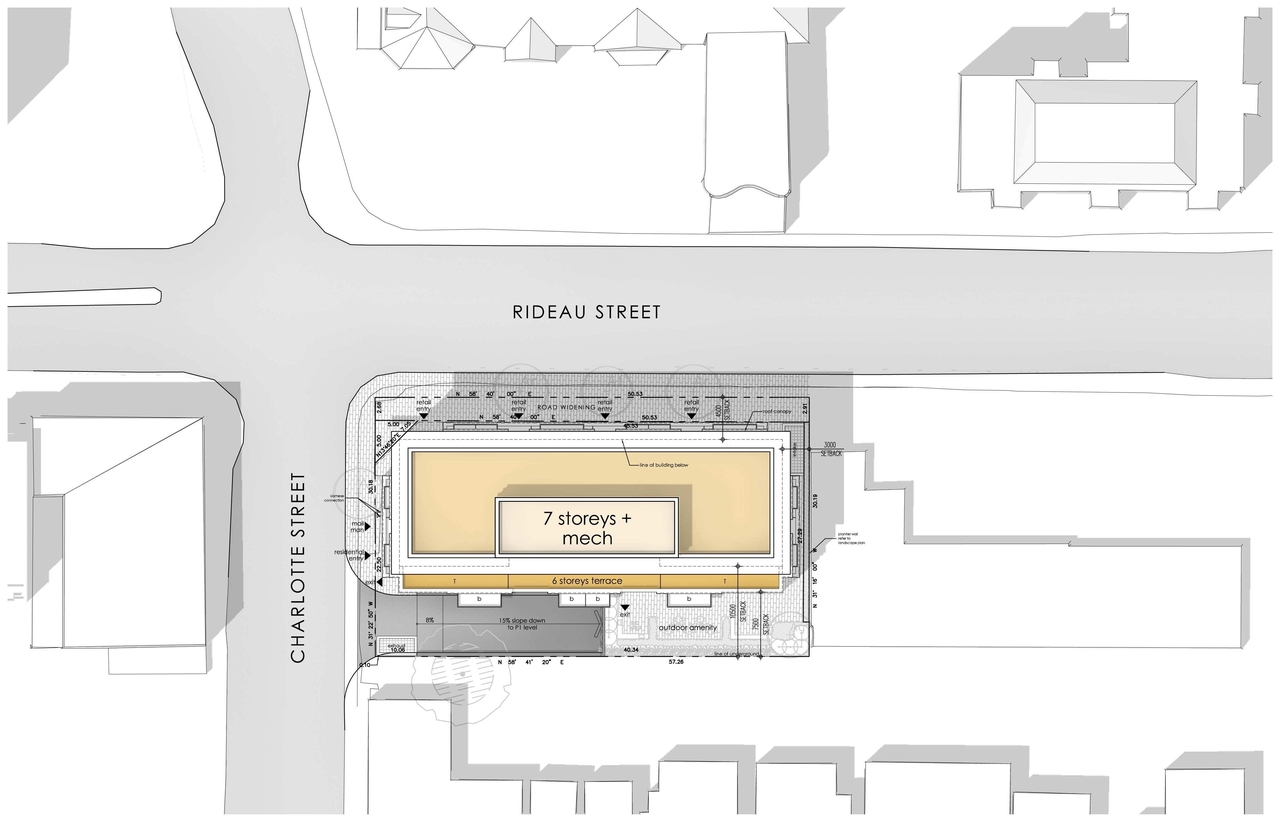 Construction site plan for project from page 9 of the file 'Urban Design Review Package_594 Rideau Street'