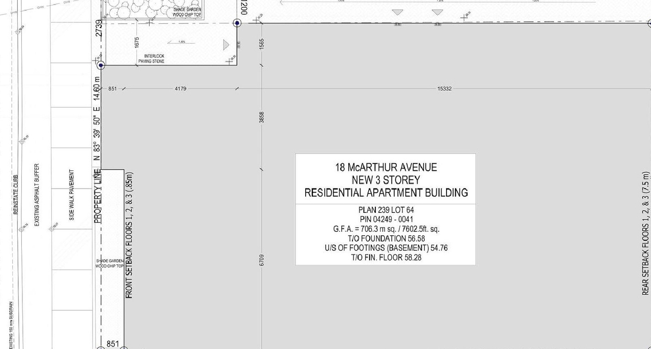 Construction site plan for project from page 7 of the file 'Design Brief_18 McArthur'