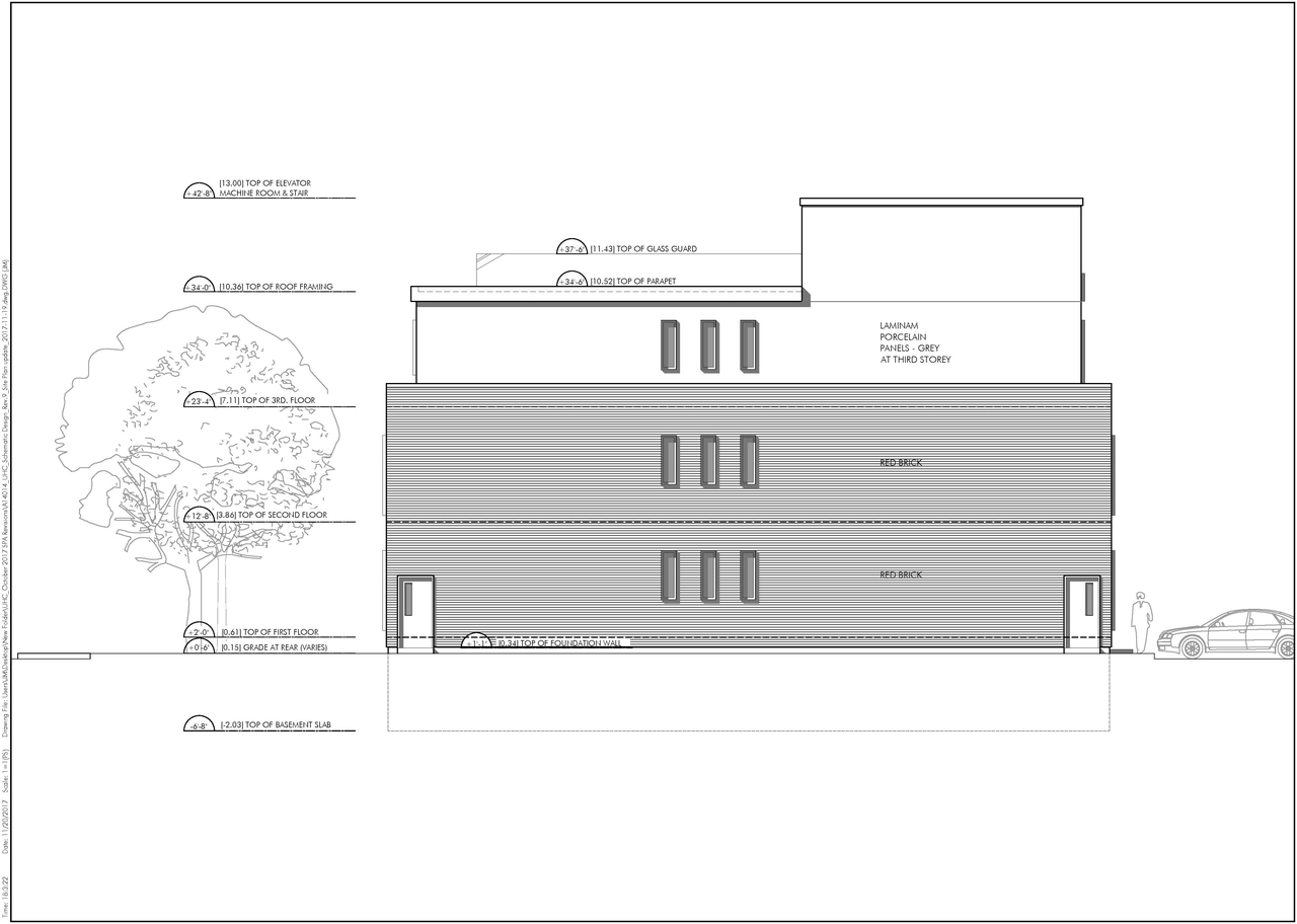 Rendering of building from page 7 of the file 'Nov 2017 Revsied Floor Plans and Elevations'
