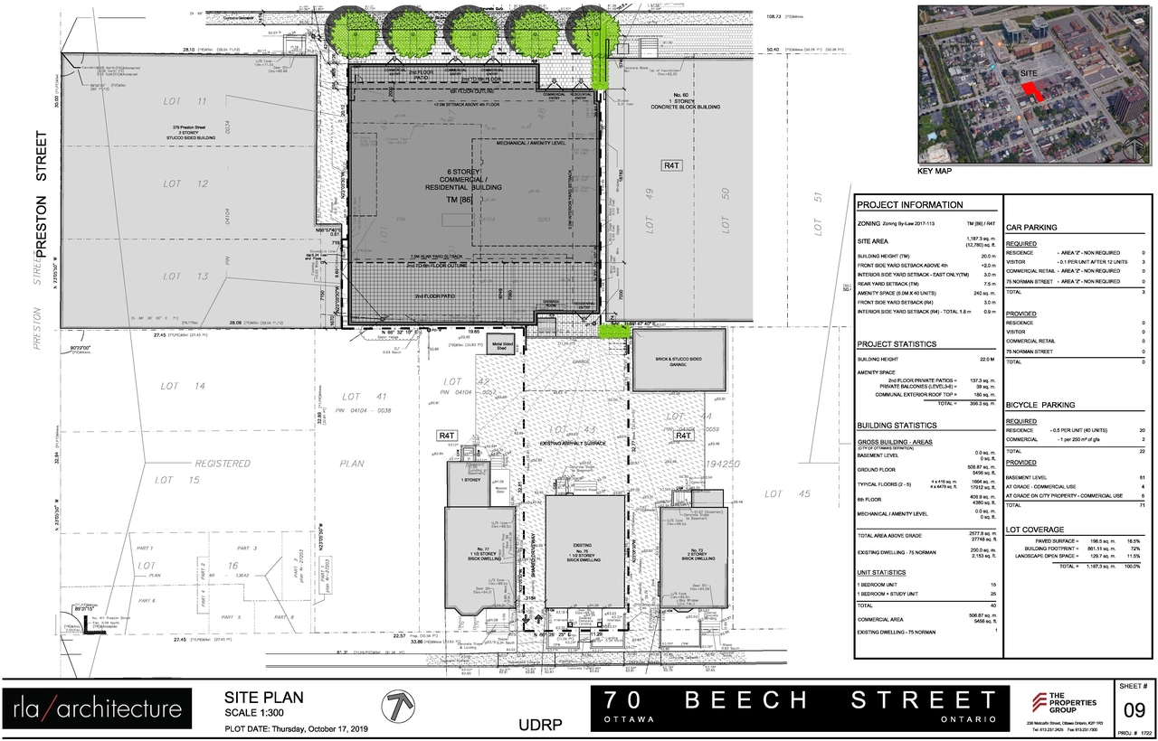 Construction site plan for project from page 8 of the file '2019-10-28 - Design Brief - Urban Design Review Panel - D07-12-19-0054'