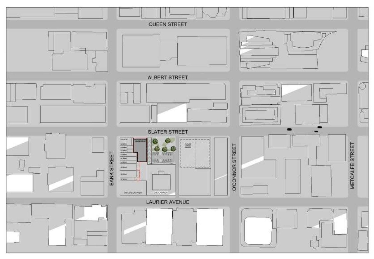 Construction site plan for project from page 4 of the file '2019-06-03 - Floor Plans, Elevations, Shadow Study'