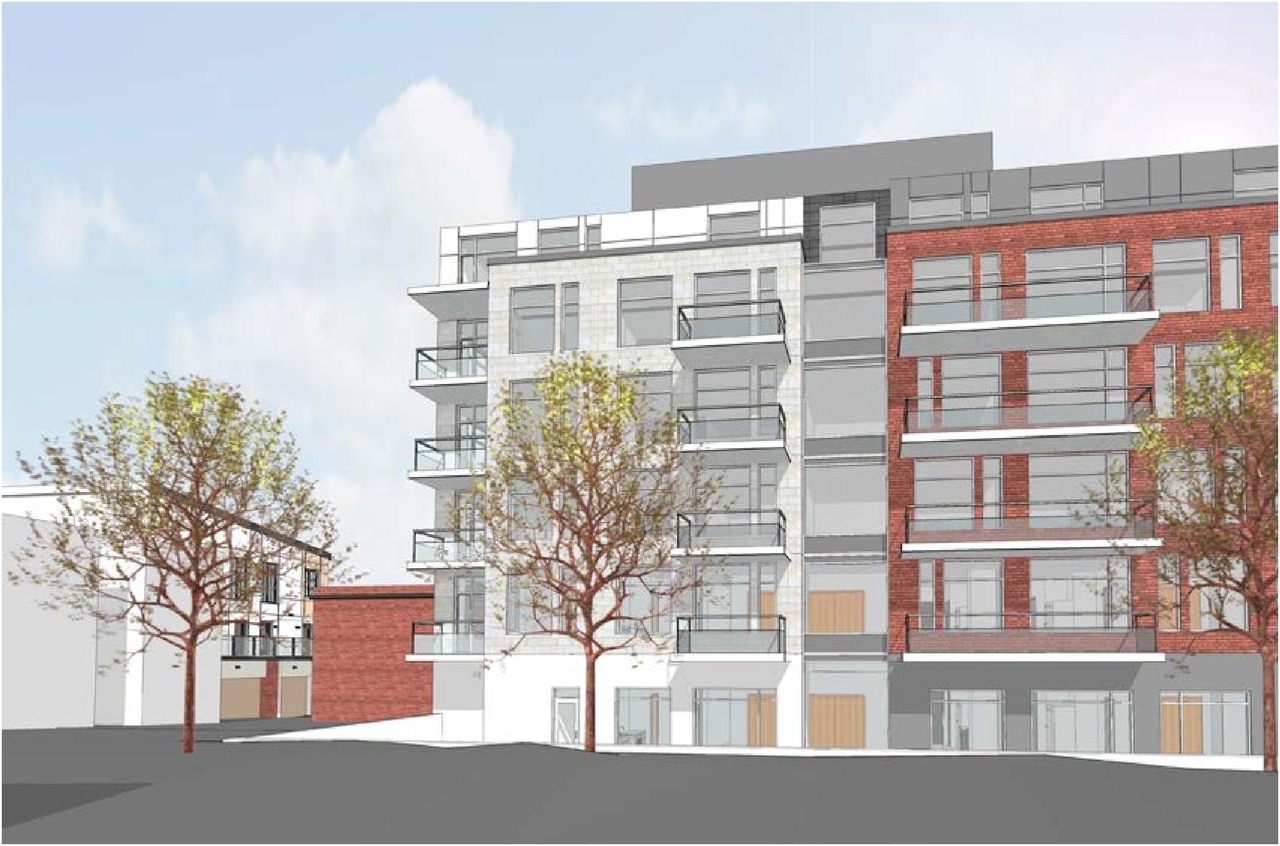 Rendering of building from page 17 of the file '2019-08-12 - Design Brief - D07-12-19-0126'