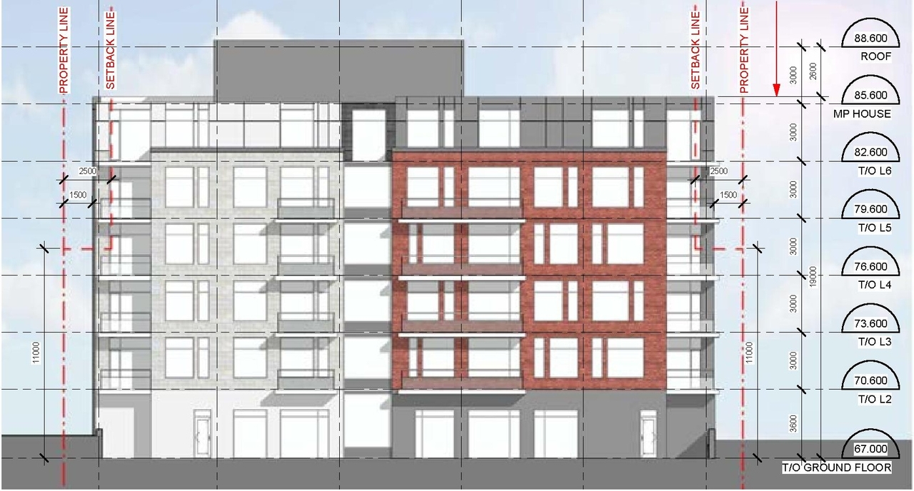 Rendering of building from page 27 of the file '2019-08-12 - Design Brief - D07-12-19-0126'