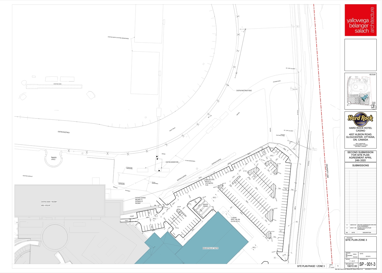 Construction site plan for project from page 5 of the file '2020-04-28 - Site Plans, Main Floor Plan, Elevations, Shuttle Bus Route Plan - D07-12-19-0191'