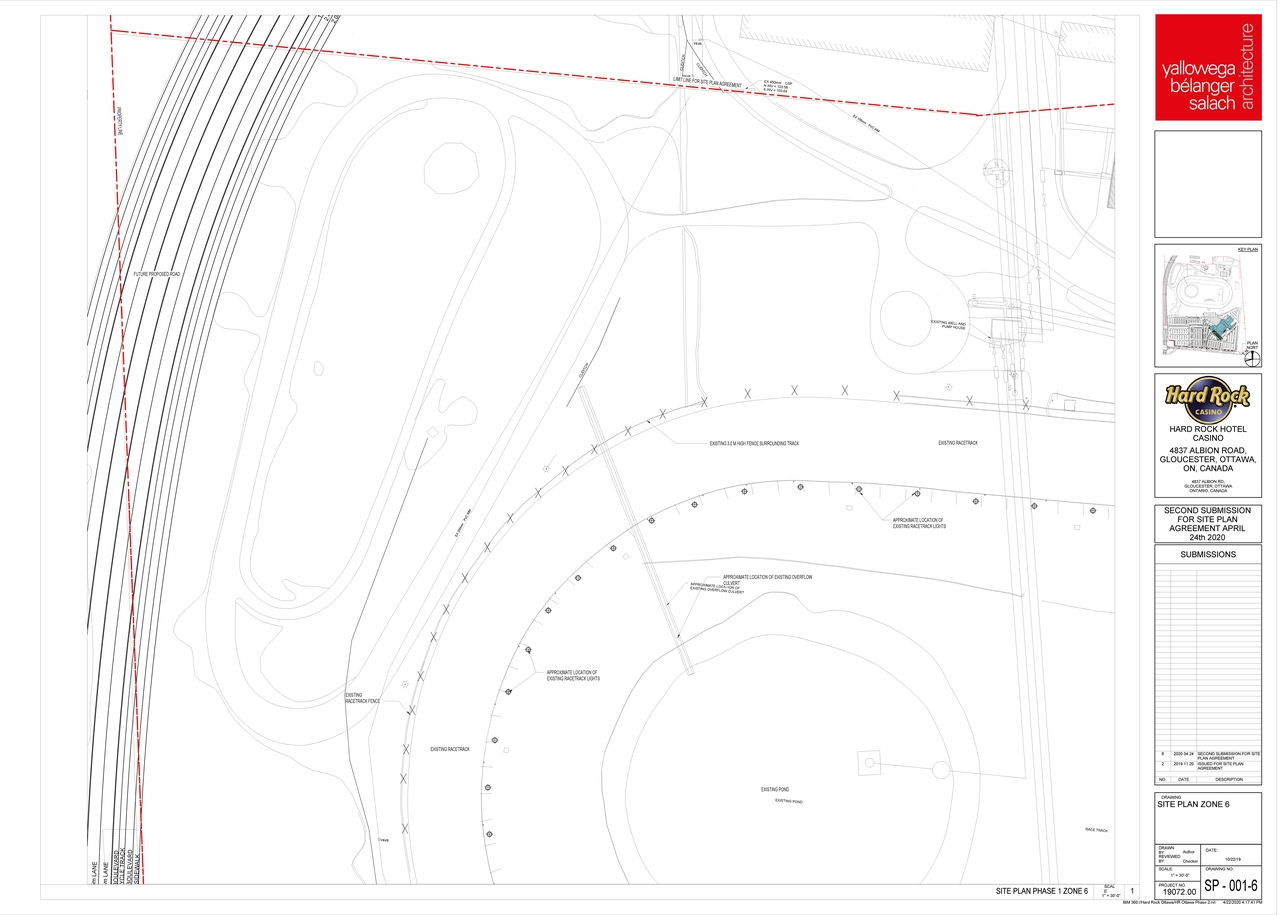 Construction site plan for project from page 8 of the file '2020-04-28 - Site Plans, Main Floor Plan, Elevations, Shuttle Bus Route Plan - D07-12-19-0191'