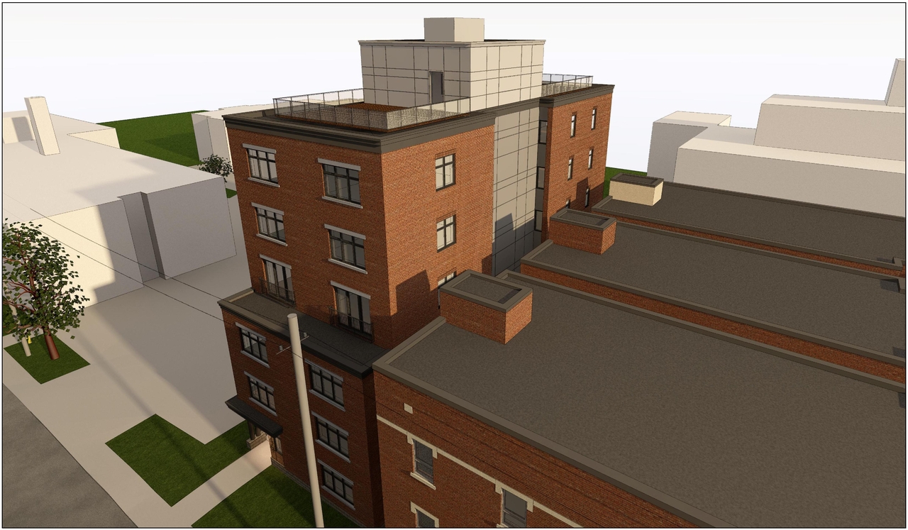 Rendering of building from page 5 of the file '2020-04-22 - REVISED Renderings - D07-12-19-0196'