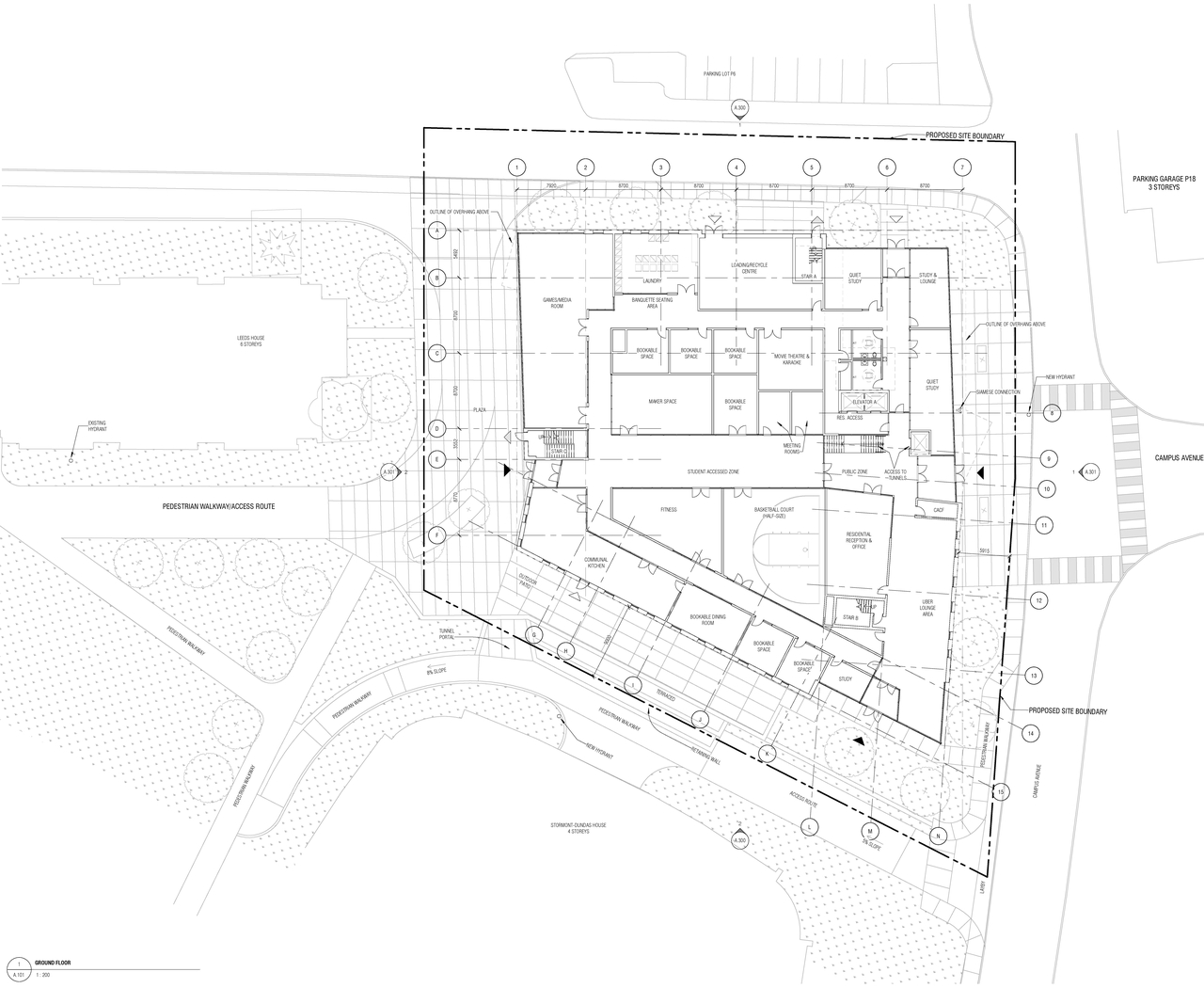Construction site plan for project from page 1 of the file '2019-12-20 - Ground Floor Plan - D07-12-19-0205'