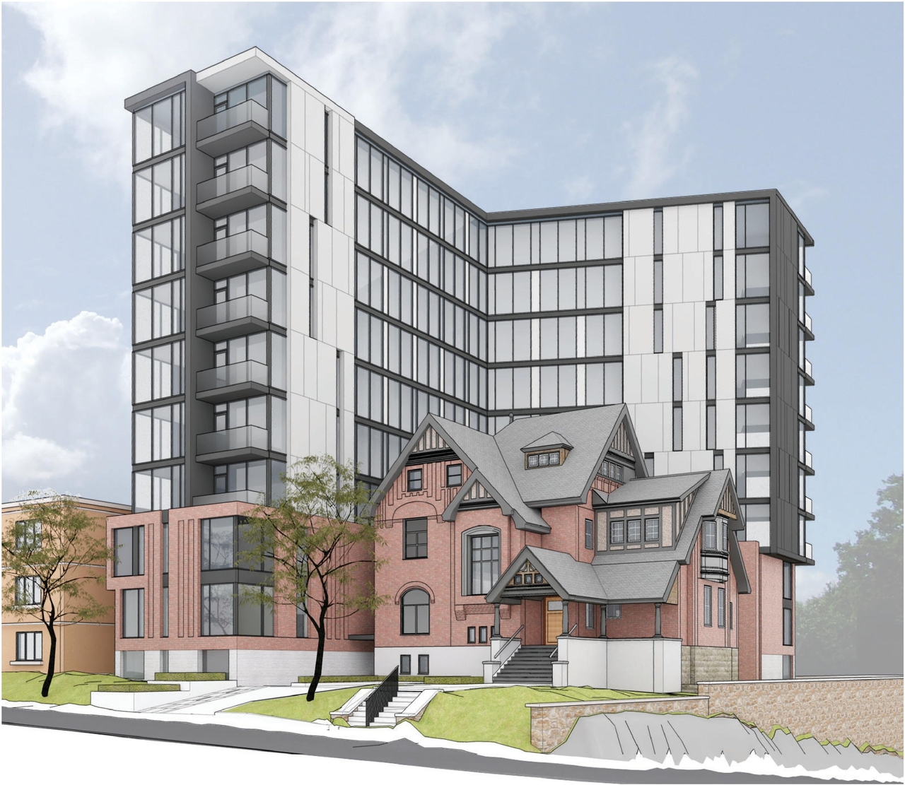 Rendering of building from page 1 of the file '2020-12-23 - 3rd Sub. - Renderings - D07-12-19-0207'