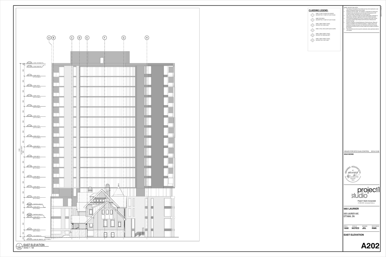 Rendering of building from page 12 of the file '2020-01-15 - Floor Plans and Elevations - D07-12-19-0207'