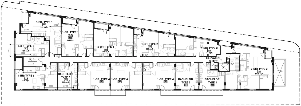 Floor plan for project from page 4 of the file '2021-01-28 - Approved Site Plan, Floor Plans and Elevations - D07-12-19-0215'