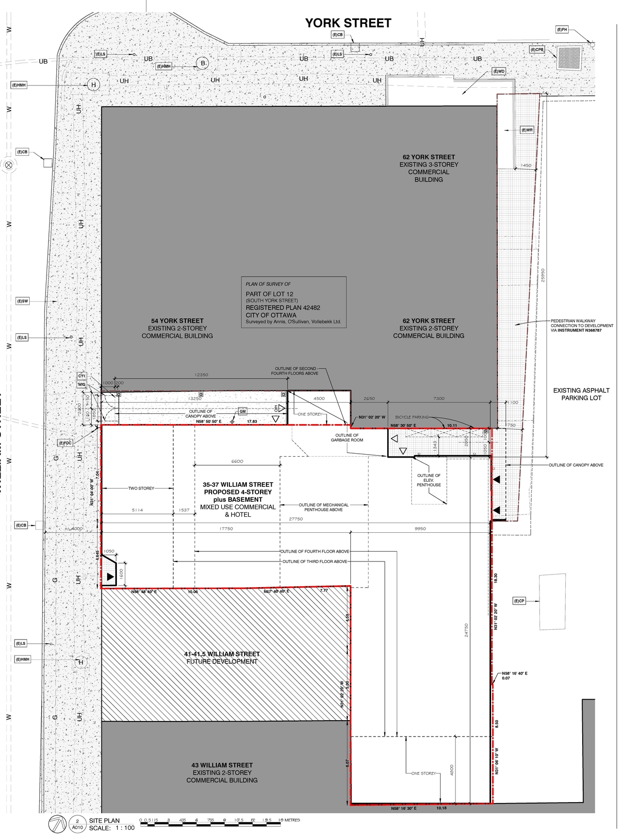 Construction site plan for project from page 1 of the file '2021-04-13- APPROVED Site Plan Elevations Floor Plan - D07-12-20-0006'