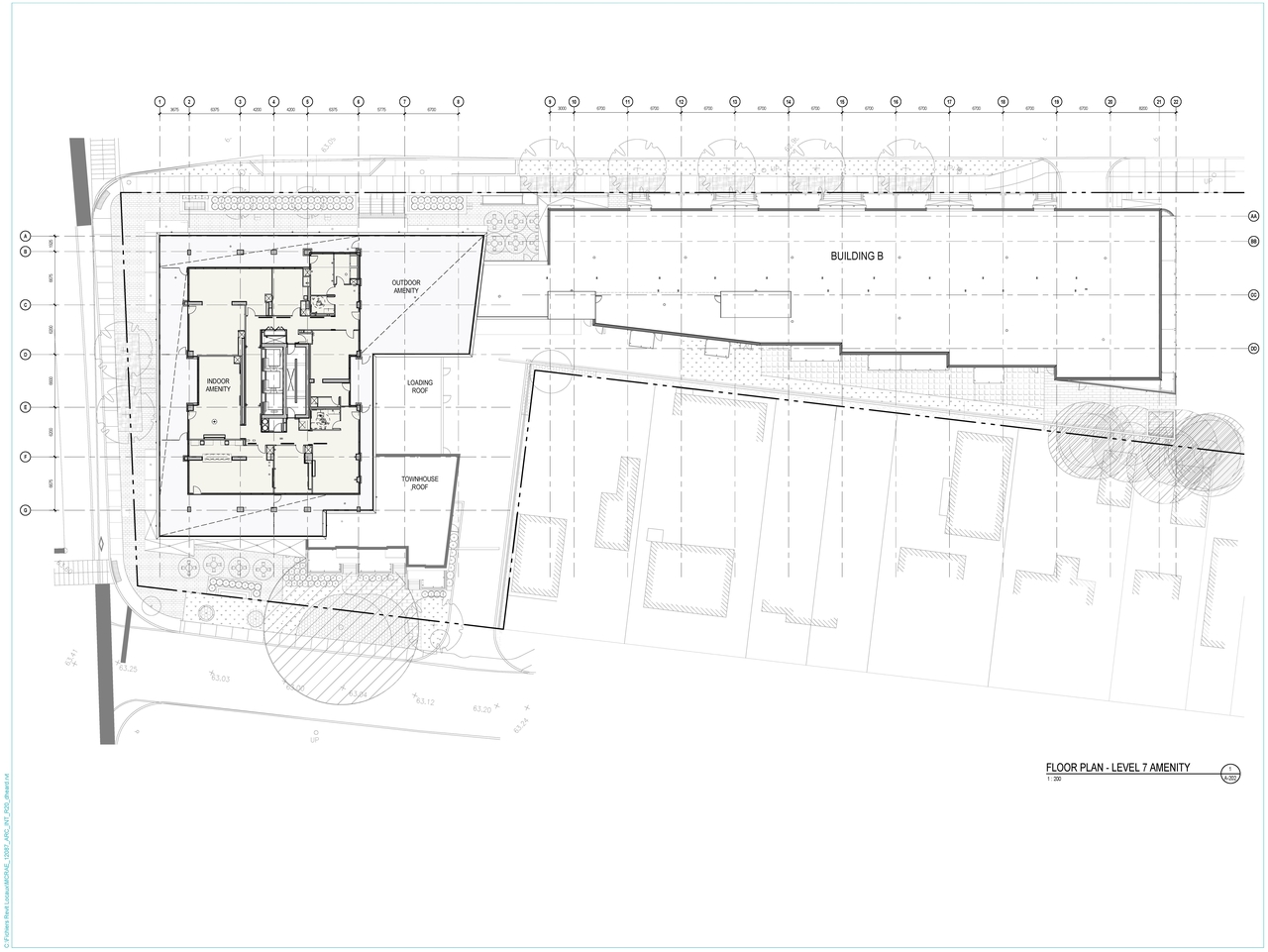 Construction site plan for project from page 1 of the file '2021-05-06 - Level 7 Amenity Floor Plan - D07-12-20-0035'