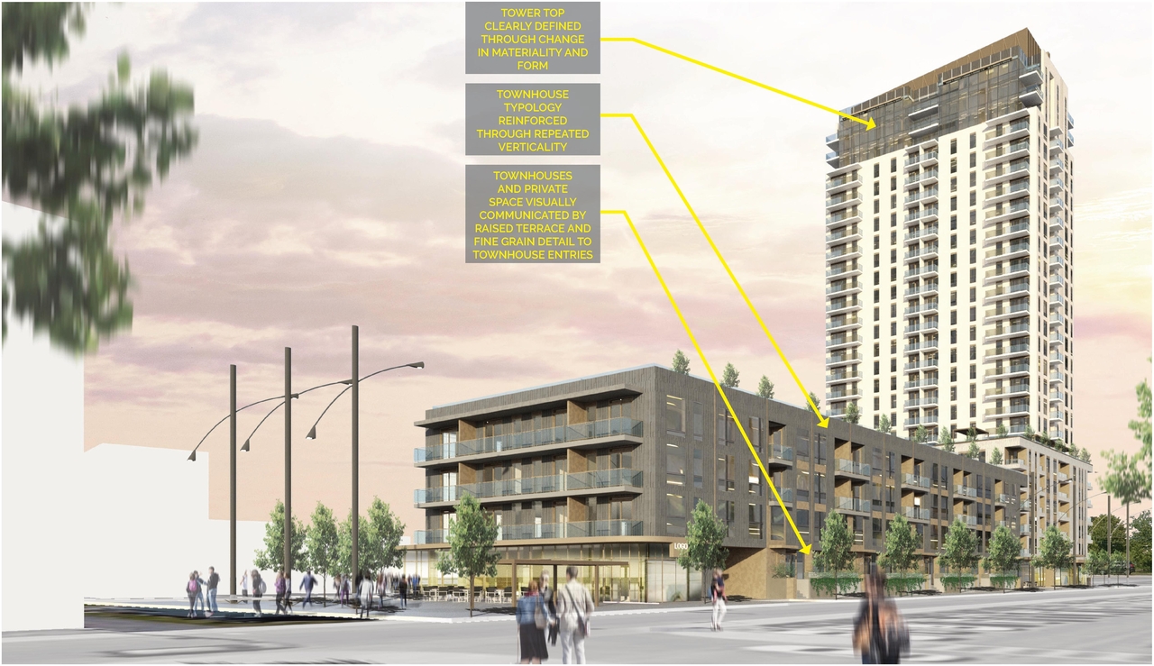 Rendering of building from page 14 of the file '2020-04-03 - Design Brief - D07-12-20-0035'