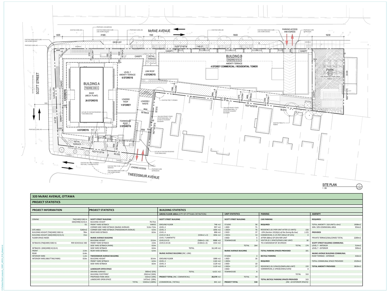 Construction site plan for project from page 18 of the file '2020-04-03 - Design Brief - D07-12-20-0035'