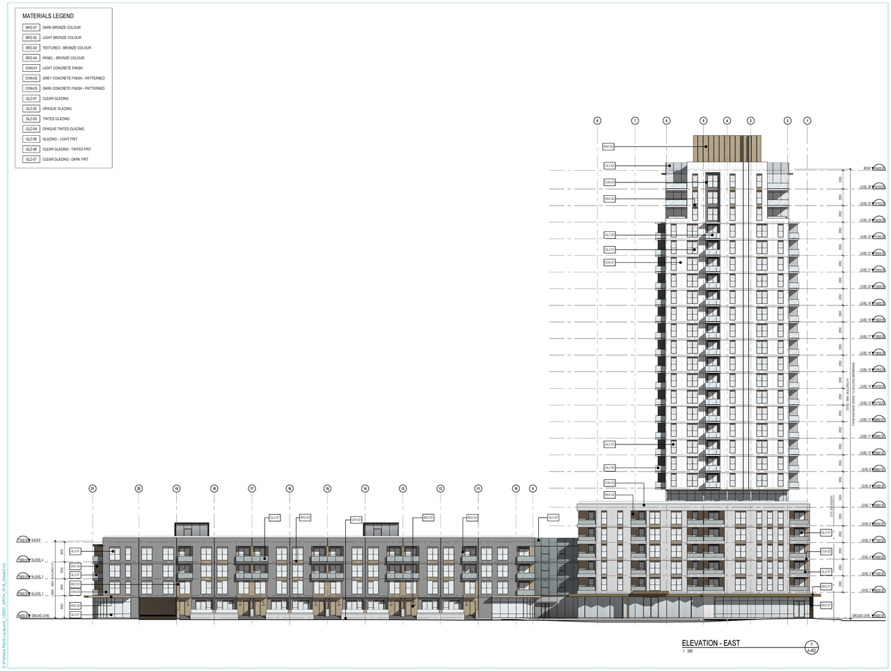 Rendering of building from page 23 of the file '2020-04-03 - Design Brief - D07-12-20-0035'