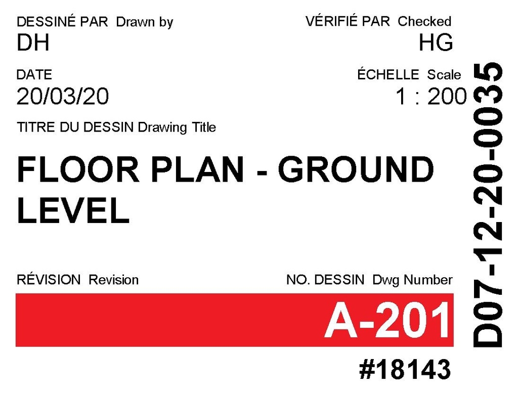 Floor plan for project from page 1 of the file '2021-05-06 - Ground Level Floor Plan - D07-12-20-0035'
