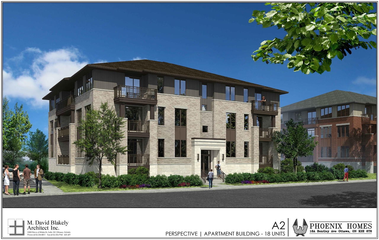 Rendering of building from page 1 of the file '2020-04-28 - 18 Unit Apt Renderings - D07-12-20-0037'