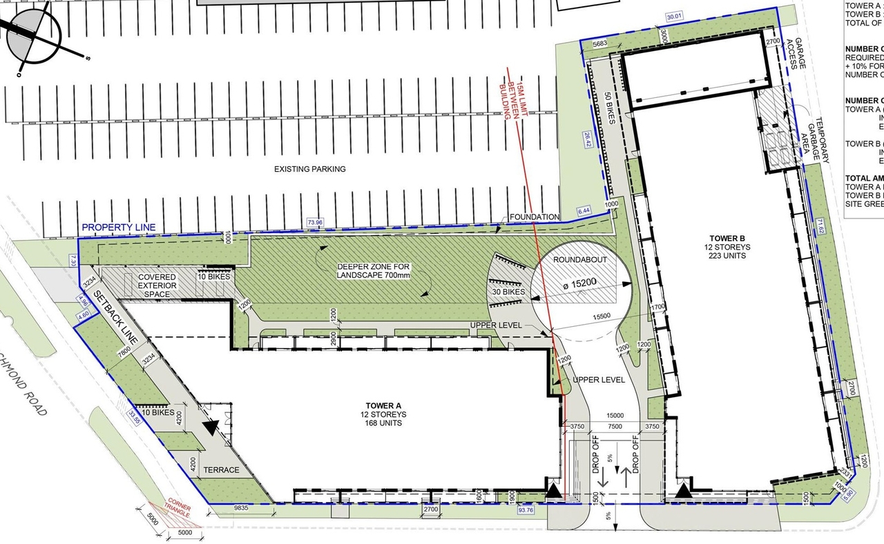 Construction site plan for project from page 2 of the file '2021-06-23 - Floor Plans and Elevations (2021-05-21)- D07-12-20-0041'