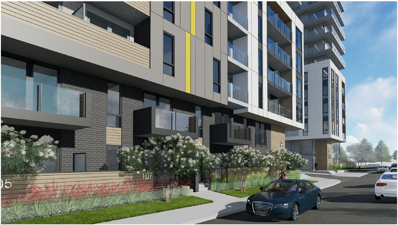 Rendering of building from page 3 of the file '2021-06-23 - Floor Plans and Elevations (2021-05-21)- D07-12-20-0041'