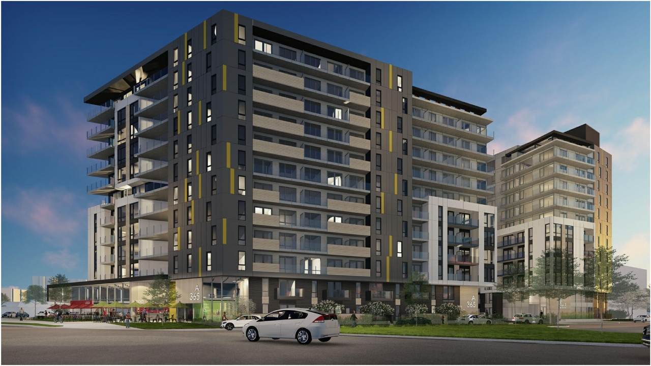 Rendering of building from page 45 of the file '2021-06-23 - Floor Plans and Elevations (2021-05-21)- D07-12-20-0041'