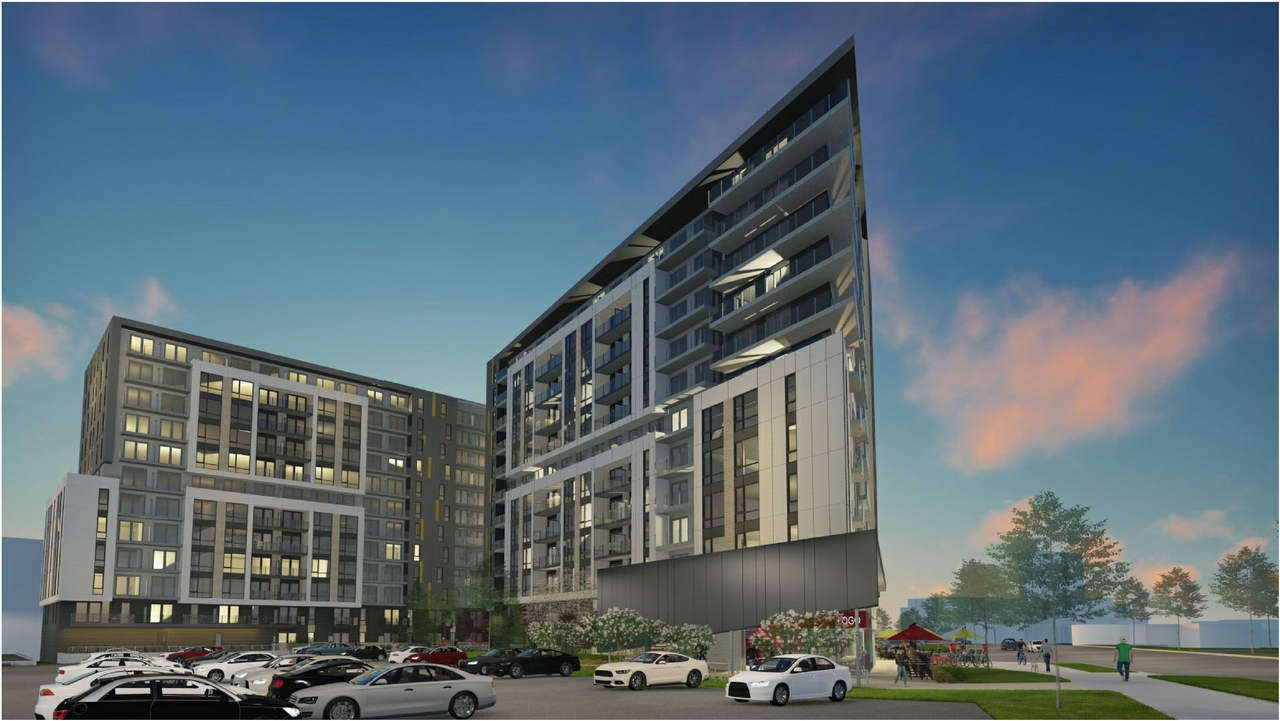 Rendering of building from page 46 of the file '2021-06-23 - Floor Plans and Elevations (2021-05-21)- D07-12-20-0041'
