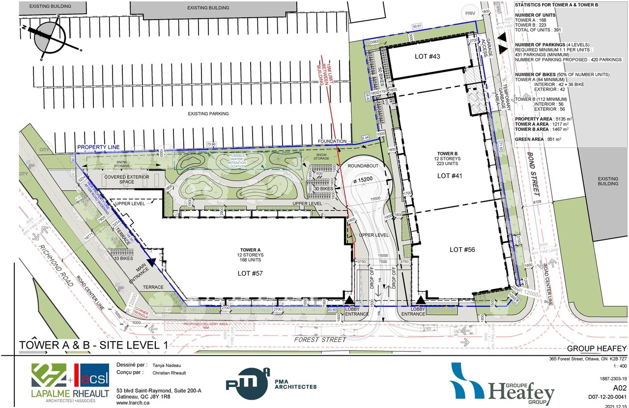 Construction site plan for project from page 4 of the file '2022-01-25 - Site & Floor Plans - D07-12-20-0041'